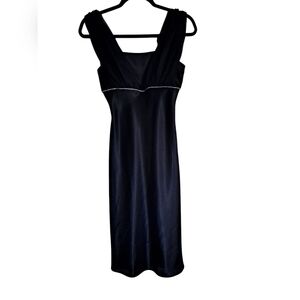 Elegant Black Sleeveless Dress w/ Beading By Fiesta XS